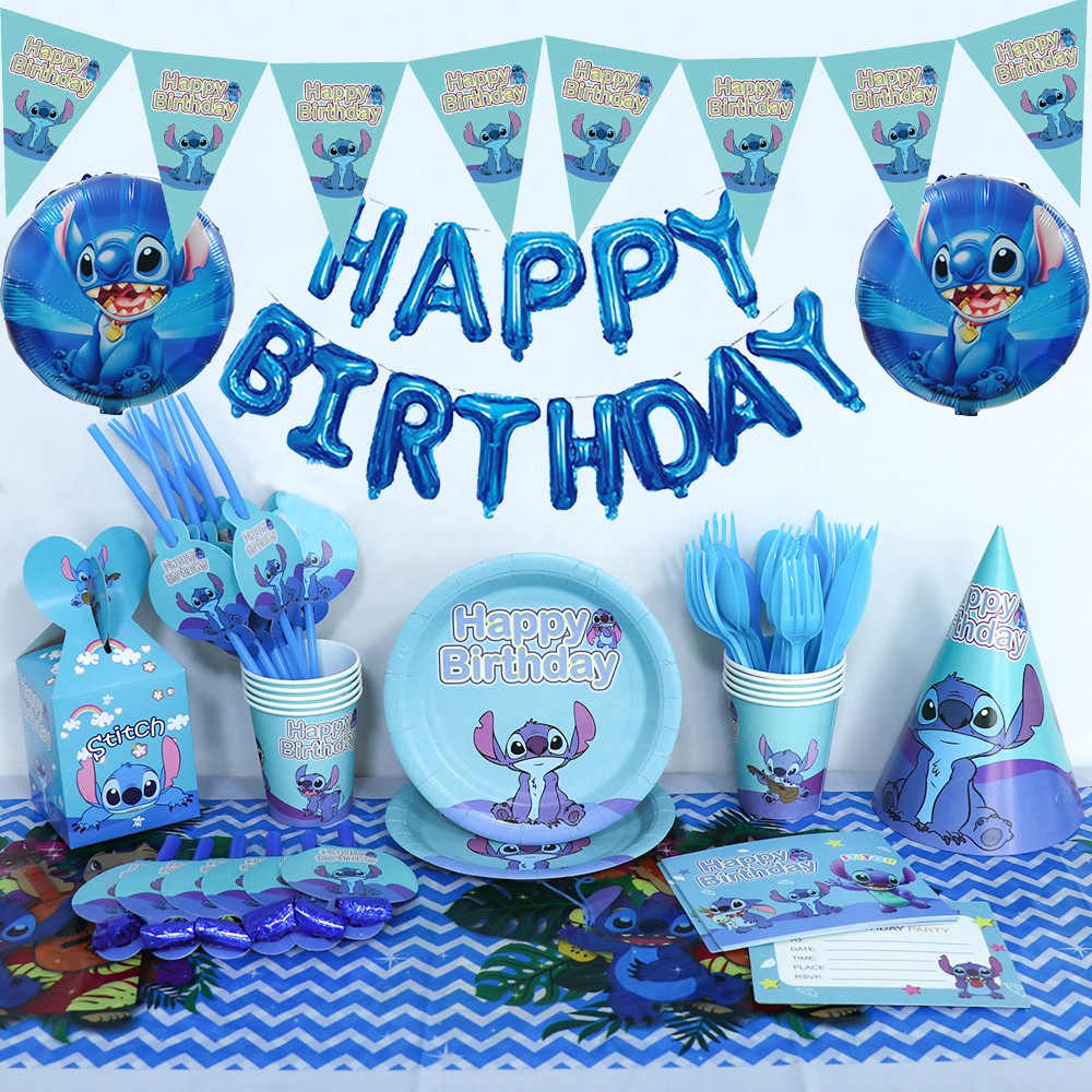 Softcloud Disney Lilo & Stitch Theme Birthday Party Supplies Decor Set ...