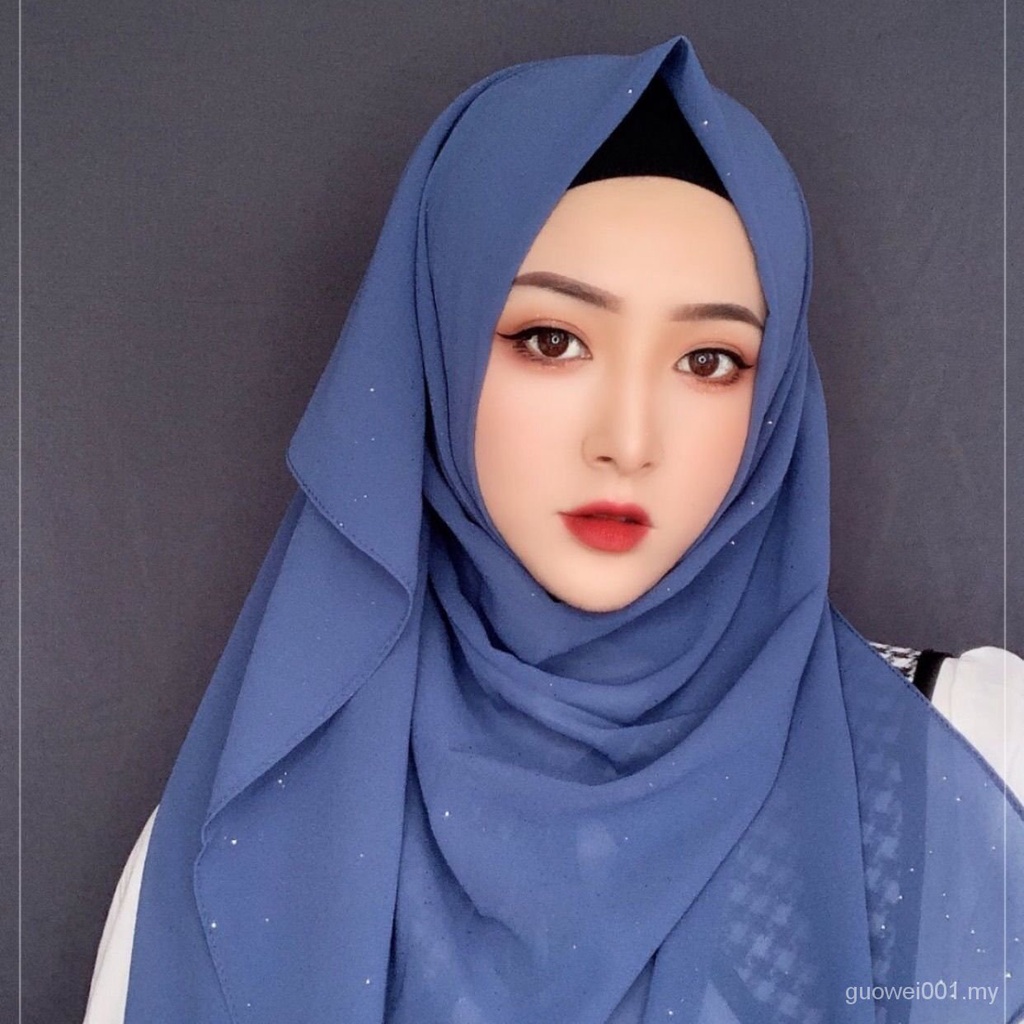 Spot Islam Tudung Baru Tuala Panjang Chiffon Emas Fesyen Selendang Lapang Wanita Tudung Melayu Penutup Kepala Ldbe Shopee Malaysia