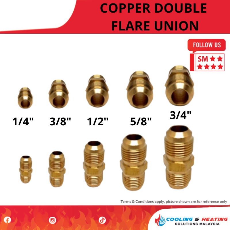 COPPER DOUBLE FLARE UNION & COPPER FLARE NUT | Shopee Malaysia