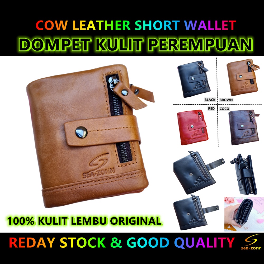 SEAZONN GENIUNE COW LEATHER WOMEN MEN SHORT WALLET DOMPET PENDEK KULIT LEMBU PEREMPUAN & LELAKI REAFY STOCK IN MALAYSIA