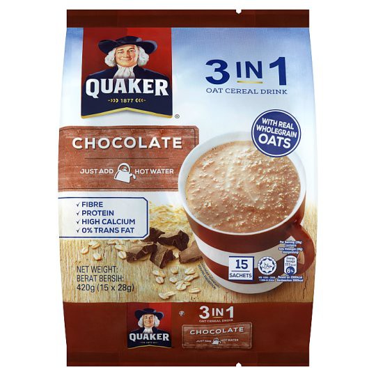 Quaker Chocolate 3 in 1 Oat Cereal Drink Shopee Malaysia