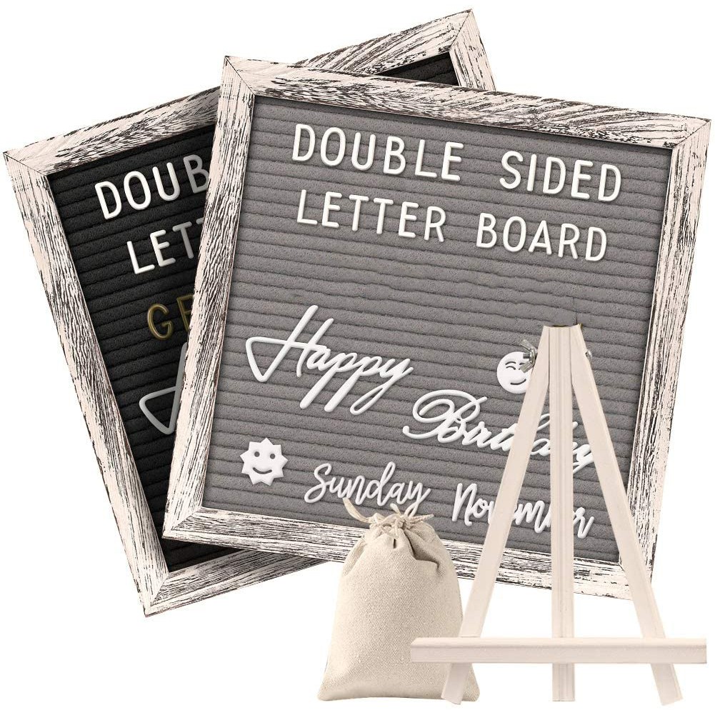 Gray Felt Letter Board Message Sign 10×10 Changeable Letterboard Wall & Tabletop Display 