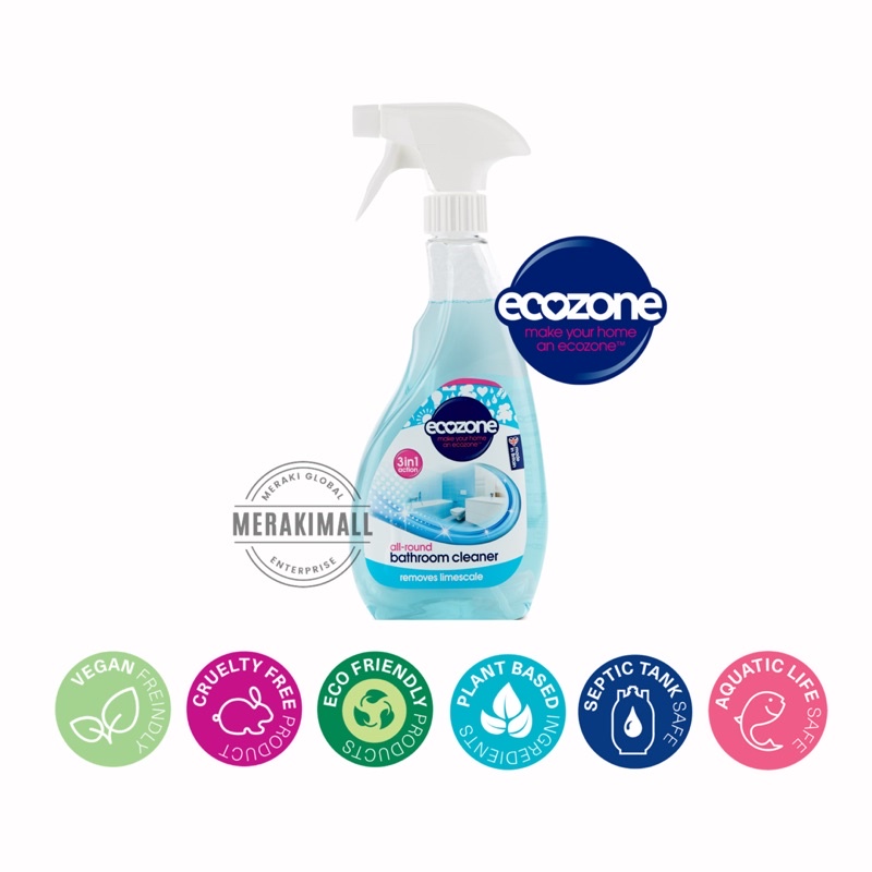 Ecozone 3 in 1 AllRound Bathroom Cleaner Spray Removes Limescale Toilet Cleaning Spray