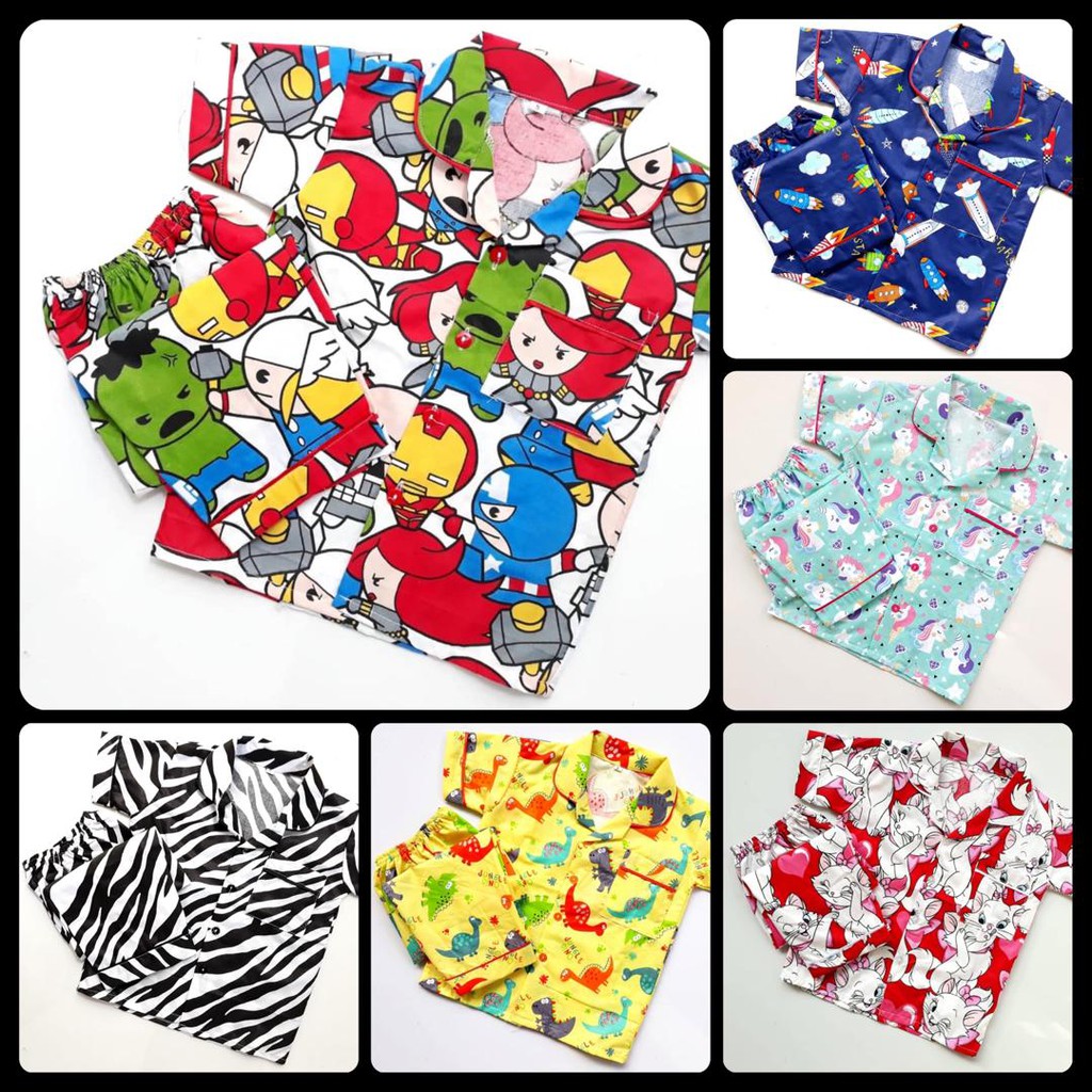 Ready Stock PYJAMAS SEDONDON KARTUN CARTOON PAJAMAS BABY IBU DAN ANAK MOM AND KIDS BAJU TIDUR KANAK KANAK NIGHTWEAR