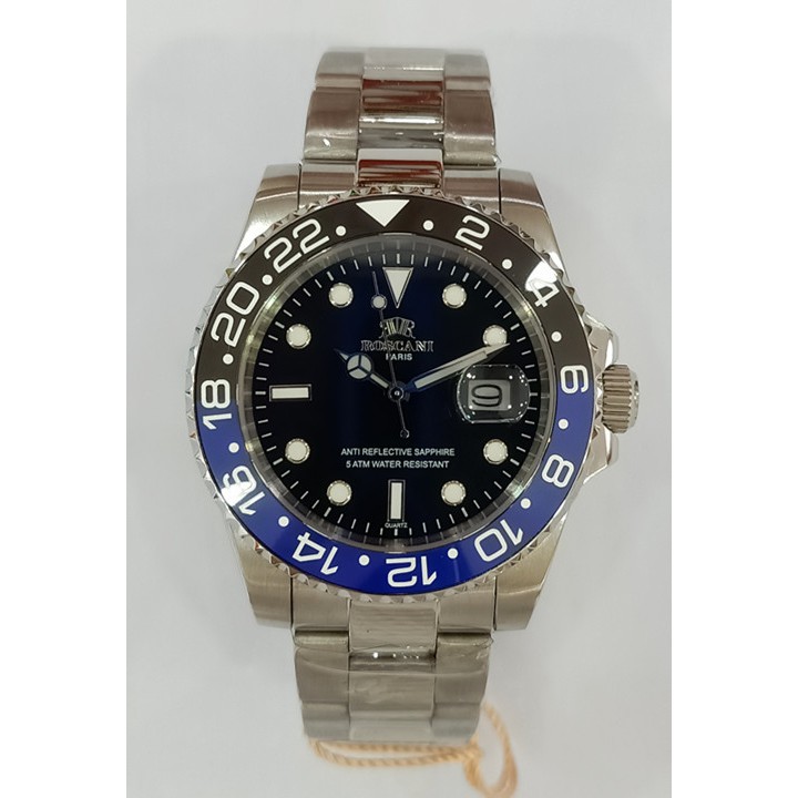 Roscani Sapphire All Stainless Steel Dark Blue Dial Gents Bg 4209n8 International Warranty 3603