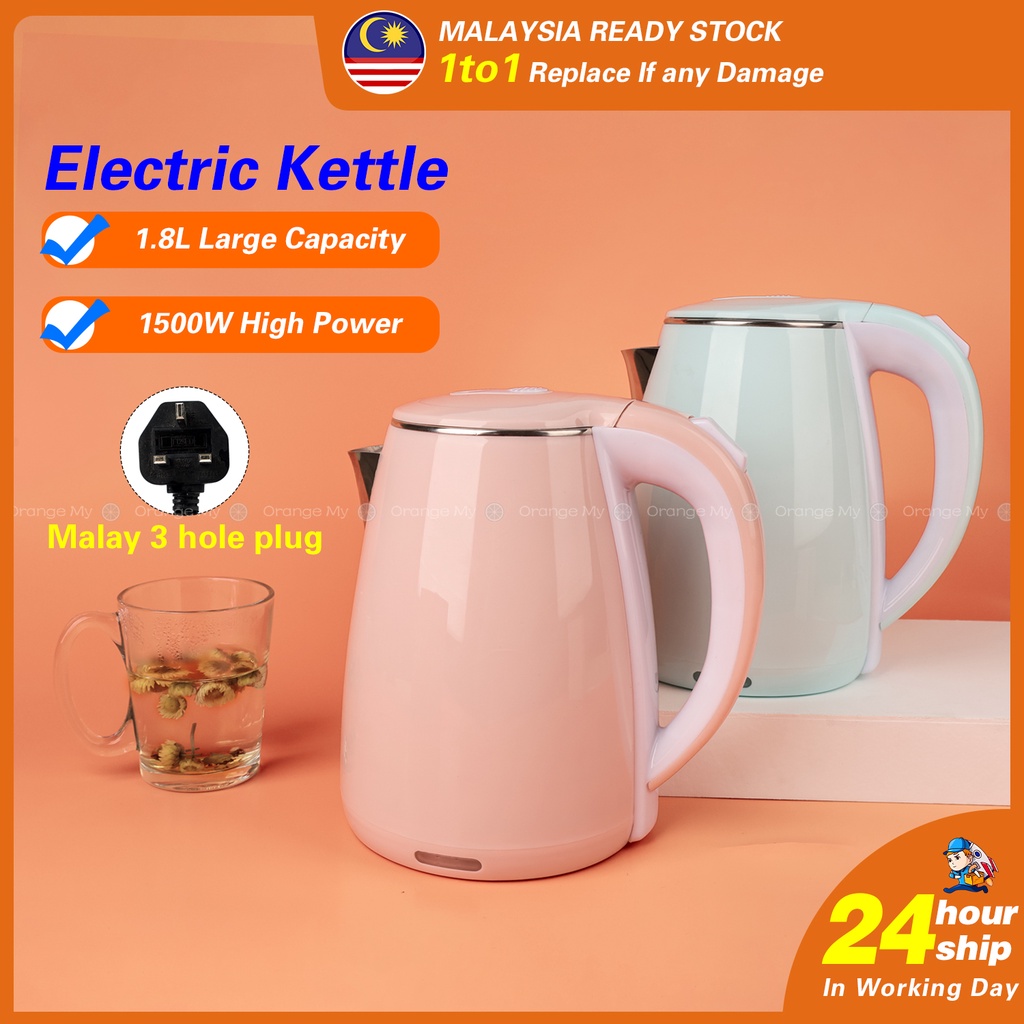 Electric Kettle Stainless Steel 1.8L Heater Kettle Cordless Portable Jug Kettle Pink Color Clearance Sale Cerek Elektrik