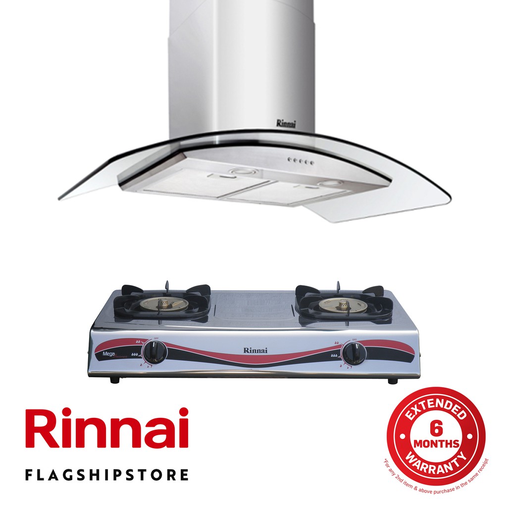Rinnai Cooker Hood (90cm) RHC139GC + Table Top Cooker (70cm) RI522MM