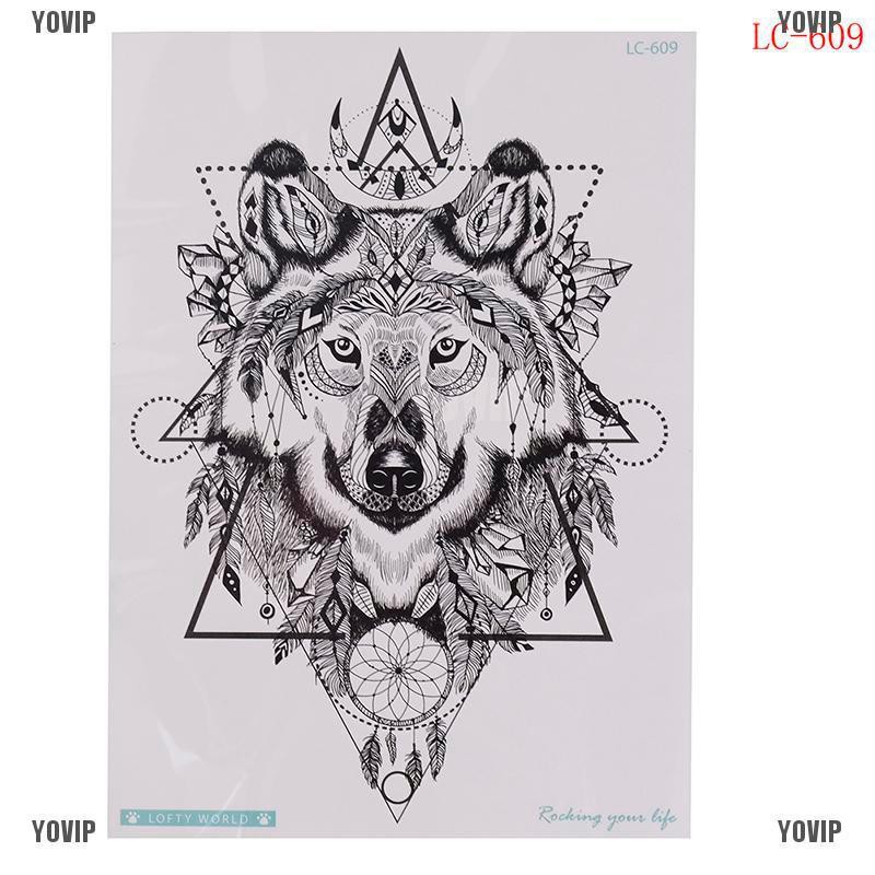 Yovip Wolf Temporary Tattoo Stickers Waterproof Fake Hand Tattoos Adult Men Body Art Shopee Malaysia