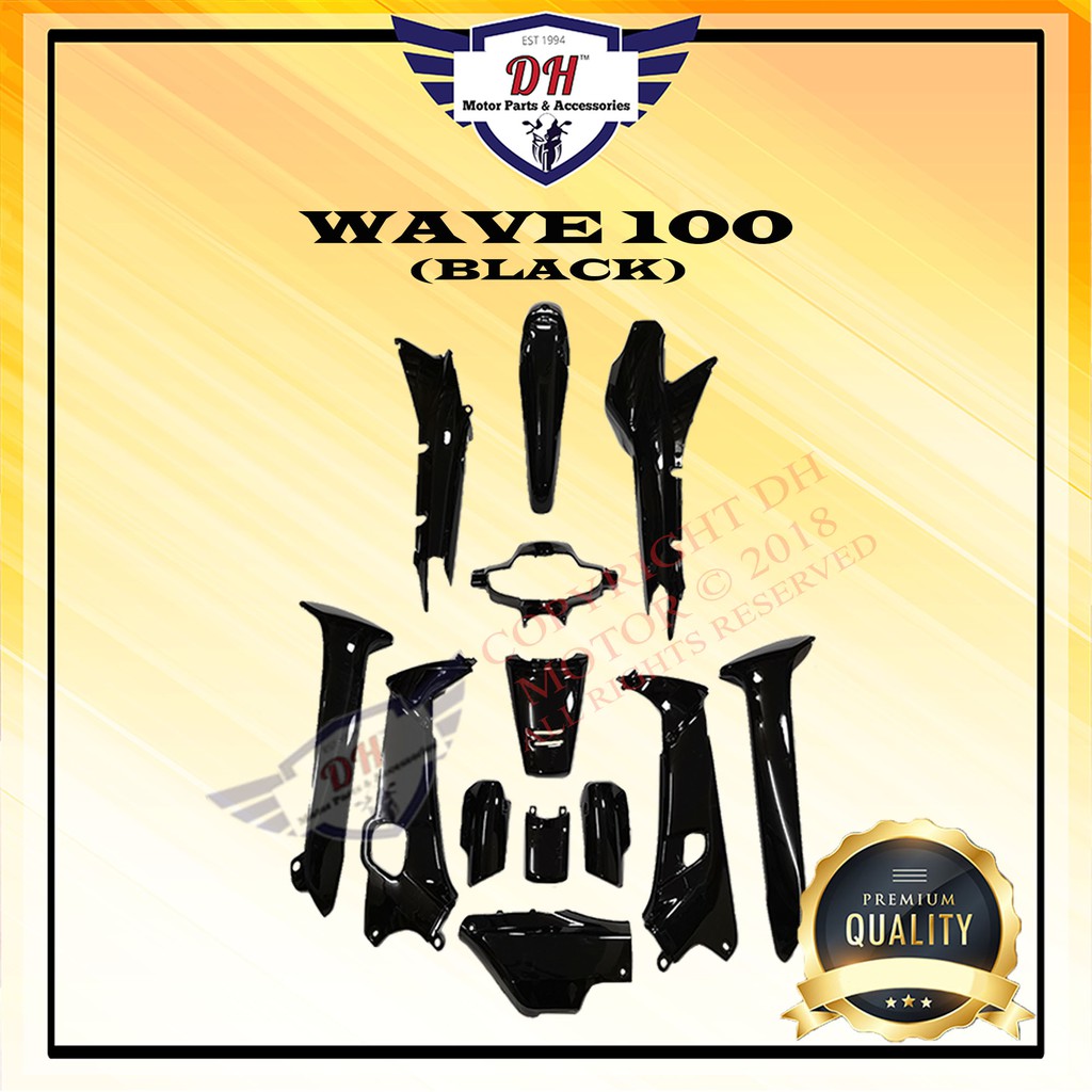 WAVE 100 COVER SET (BLACK) FULL SET HONDA Shopee Malaysia
