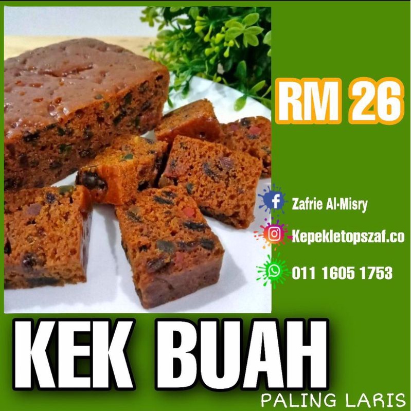 READY STOCK KEK KUKUS BUAH-KEK MANIS-KEK BUAH-FRUIT CAKE (750g 