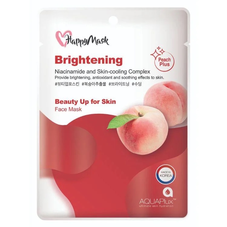 Happy Mask Aquaplux Beauty Up For Skin Peach Plus Brightening Face Mask 1s (G)