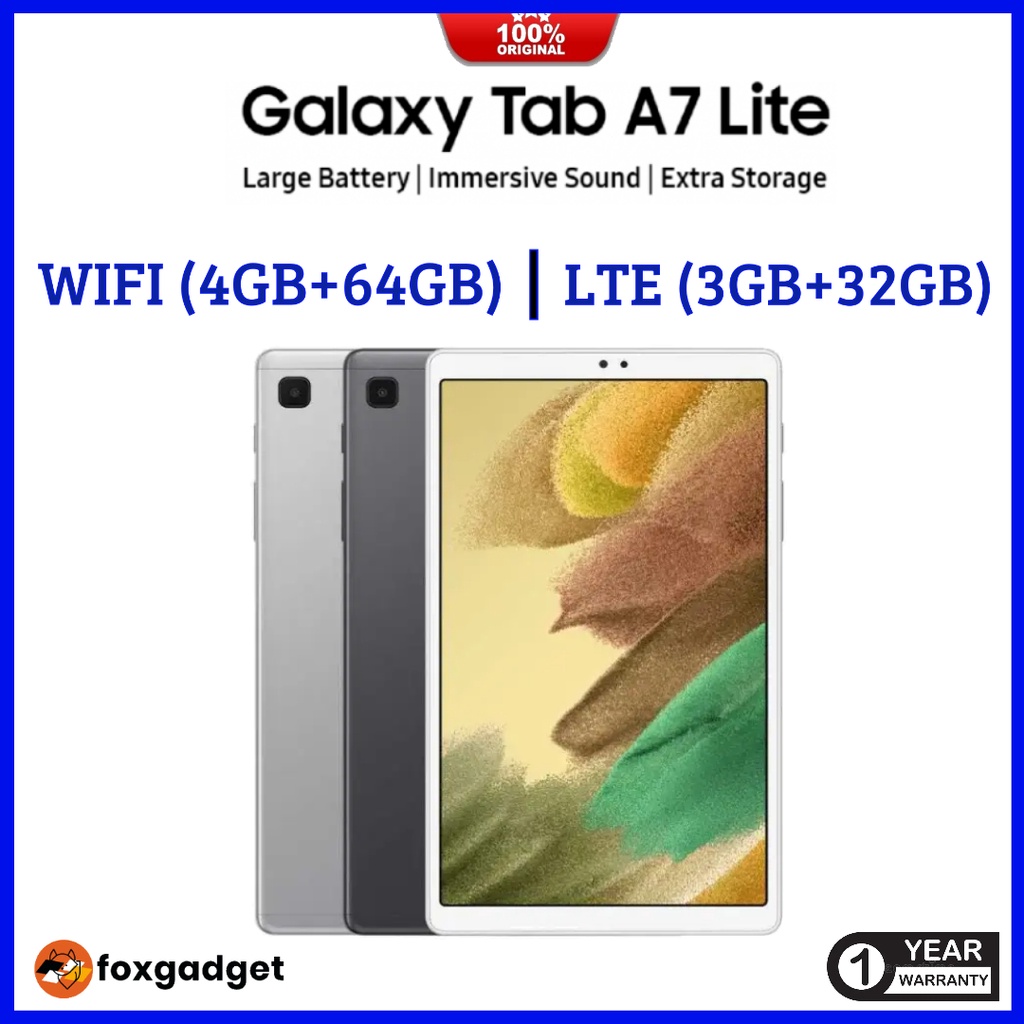 Samsung Galaxy Tab A7 Lite (4GB RAM + 64GB ROM) - 100% Original - Samsung Malaysia Warranty