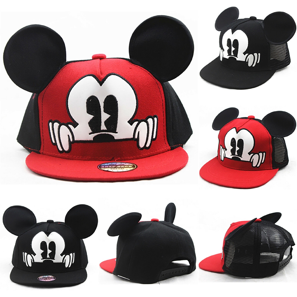 Kids Mickey Mouse Baseball Cap Baby Boys Girls Summer Snapback Flat Peaked Shopee Malaysia - roblox hat boys character snapback for k