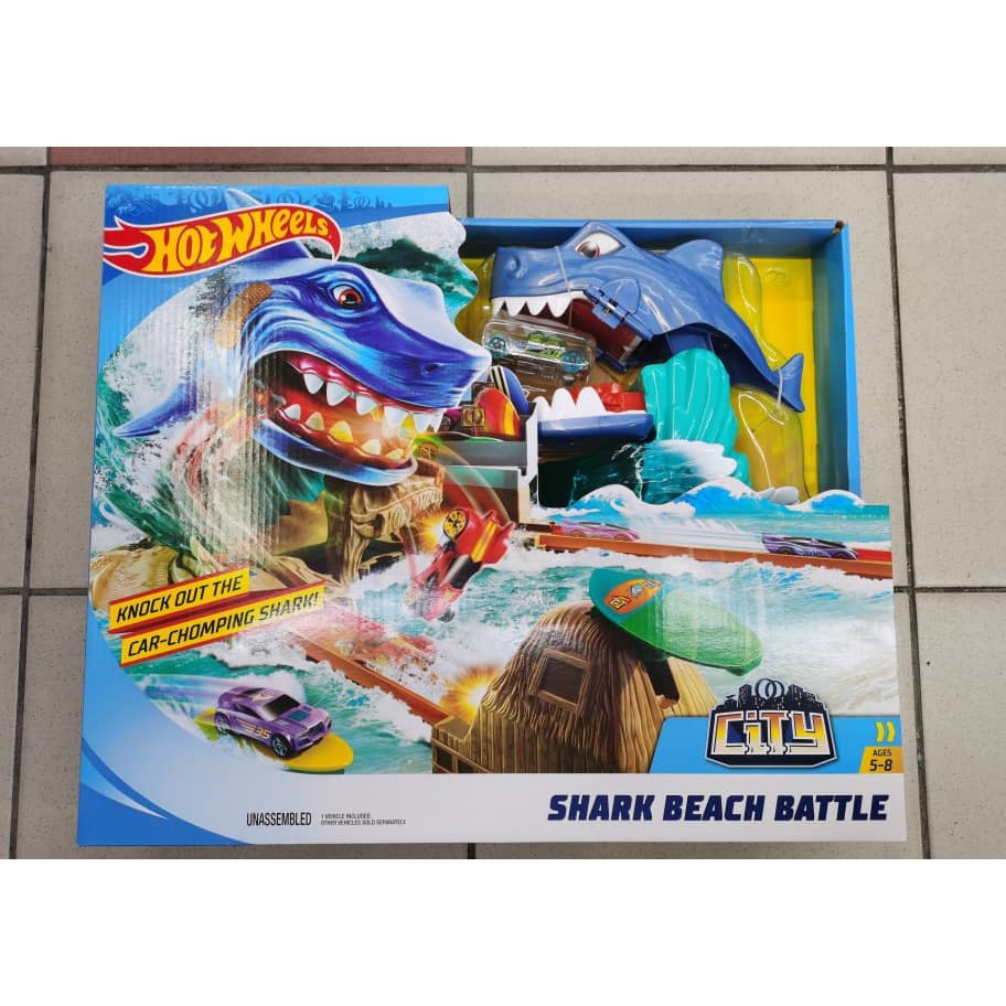 hot wheels city shark beach battle playset
