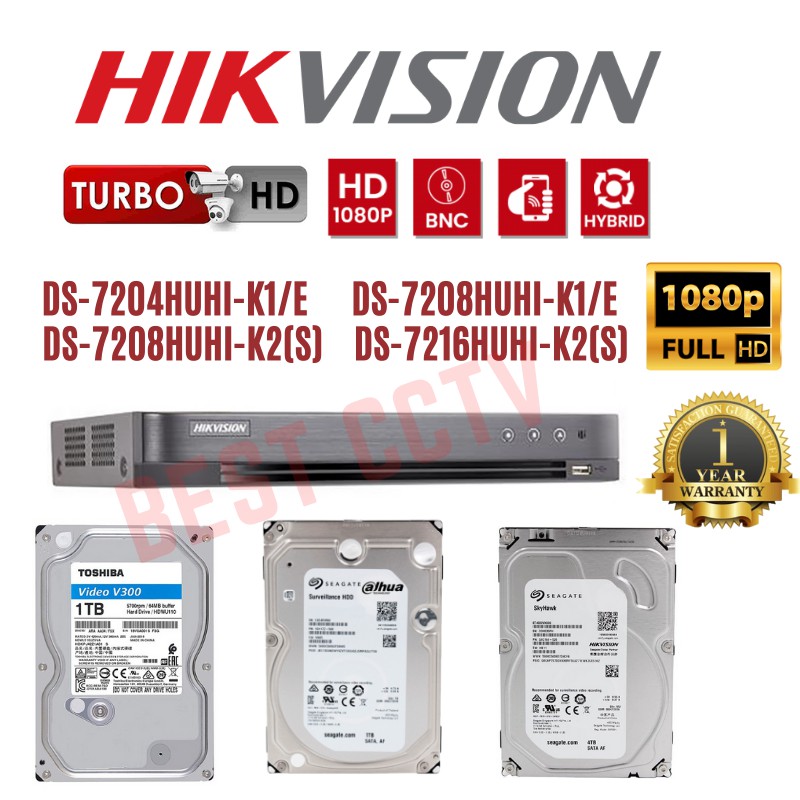 Hikvision Cctv Turbo Hd Dvr 5mp 8mp Channel Ds 74huhi K1 E Ds 78huhi K1 E Ds 7216huhi K2 S Hard Disk 1tb 2tb 4tb Shopee Malaysia