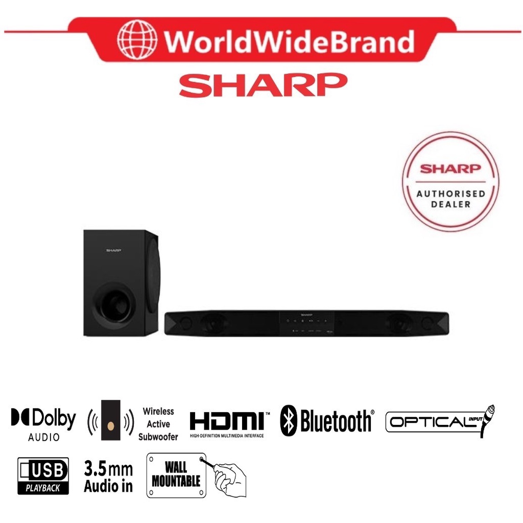 SHARP 2.1CH SOUNDBAR HOME THEATER SYSTEM WITH WIRELESS SUBWOOFER