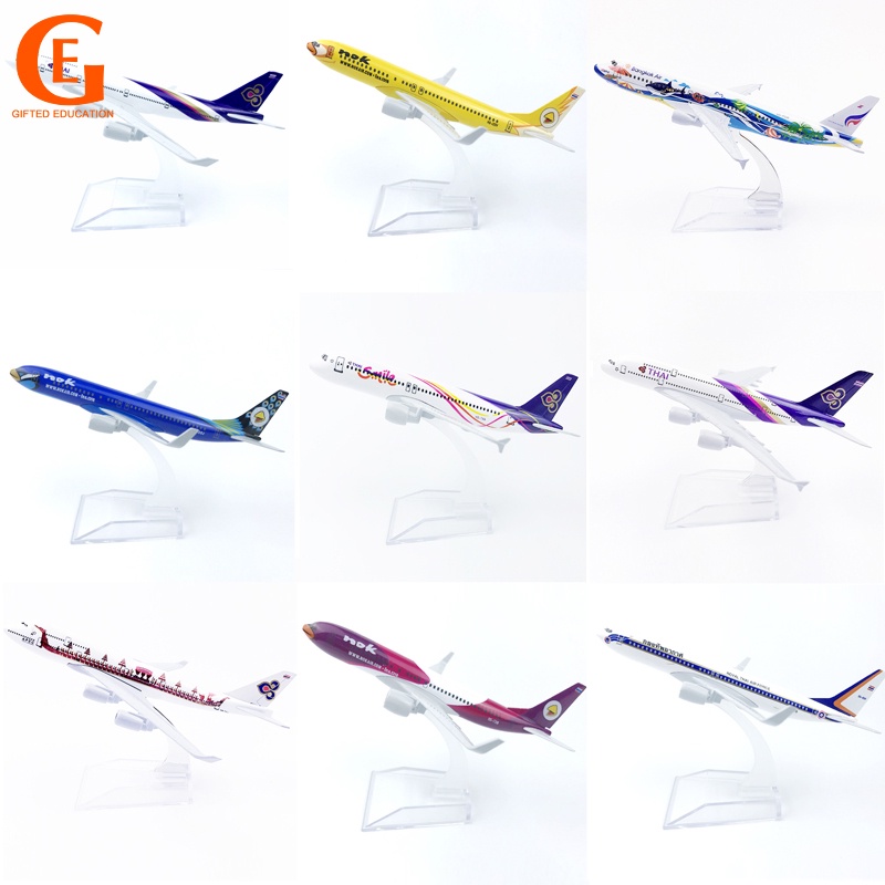 Thai Airways Plane Model Boeing 747 Nok Air B737 Bangkok Airway Airbus 320 Thailand Diecast Alloy Aircraft Model 16CM