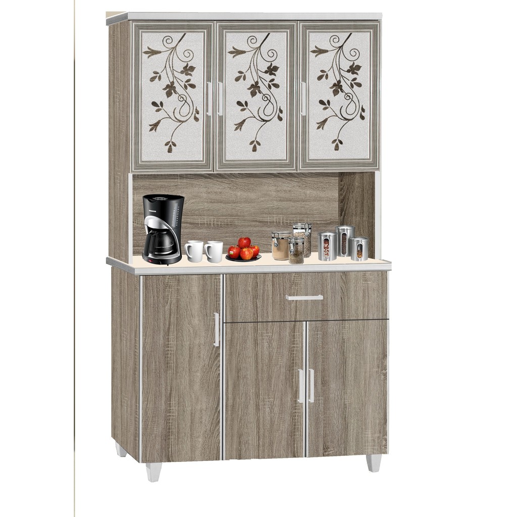 Free Delivery Assembly 4ft Wood Kitchen Cabinet Walnut Sliver Rosa Shopee Malaysia