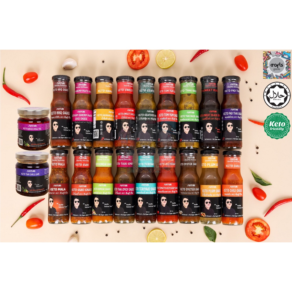 SUNTURI Keto Sauce 150ml /Garlic Chili Oil 200g / Thai Chili Jam 200g