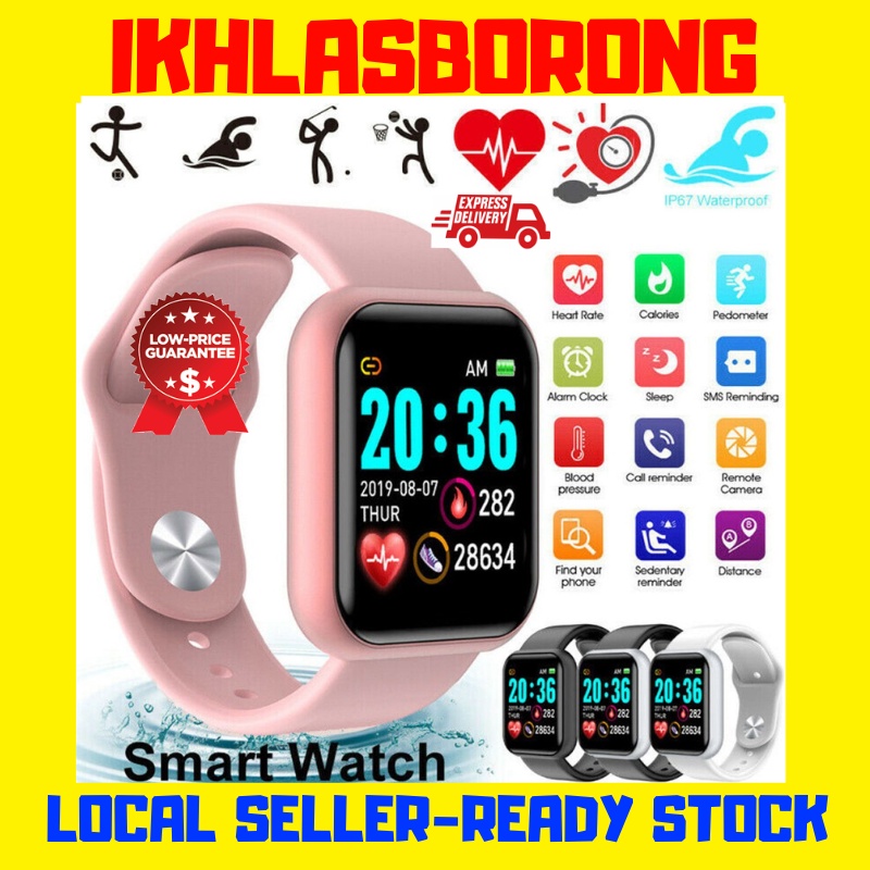 Y68 Smart Watch Fitness Tracker Digital Heart Jam Tangan Wanita Lelaki