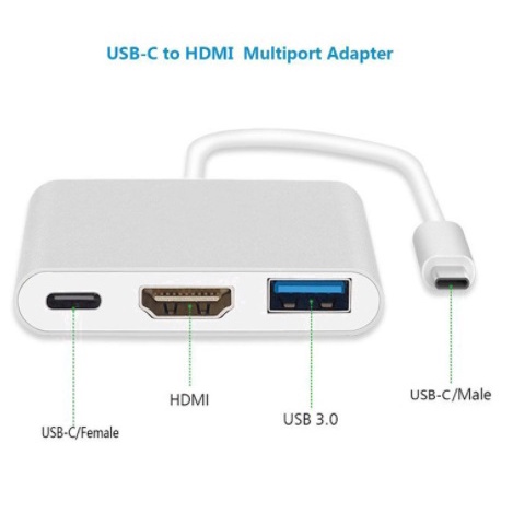 USB3.1 TypeC Adapter hub to HDMI USB 3.0 USB-C Charging Port Multiport Adapter for MacBook