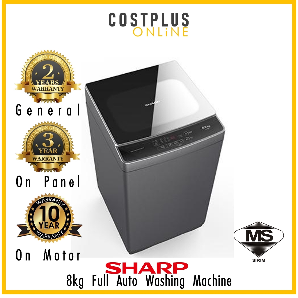 SHARP ESX858 8KG Fully Auto Washing Machine Top Load with Soft Close ...