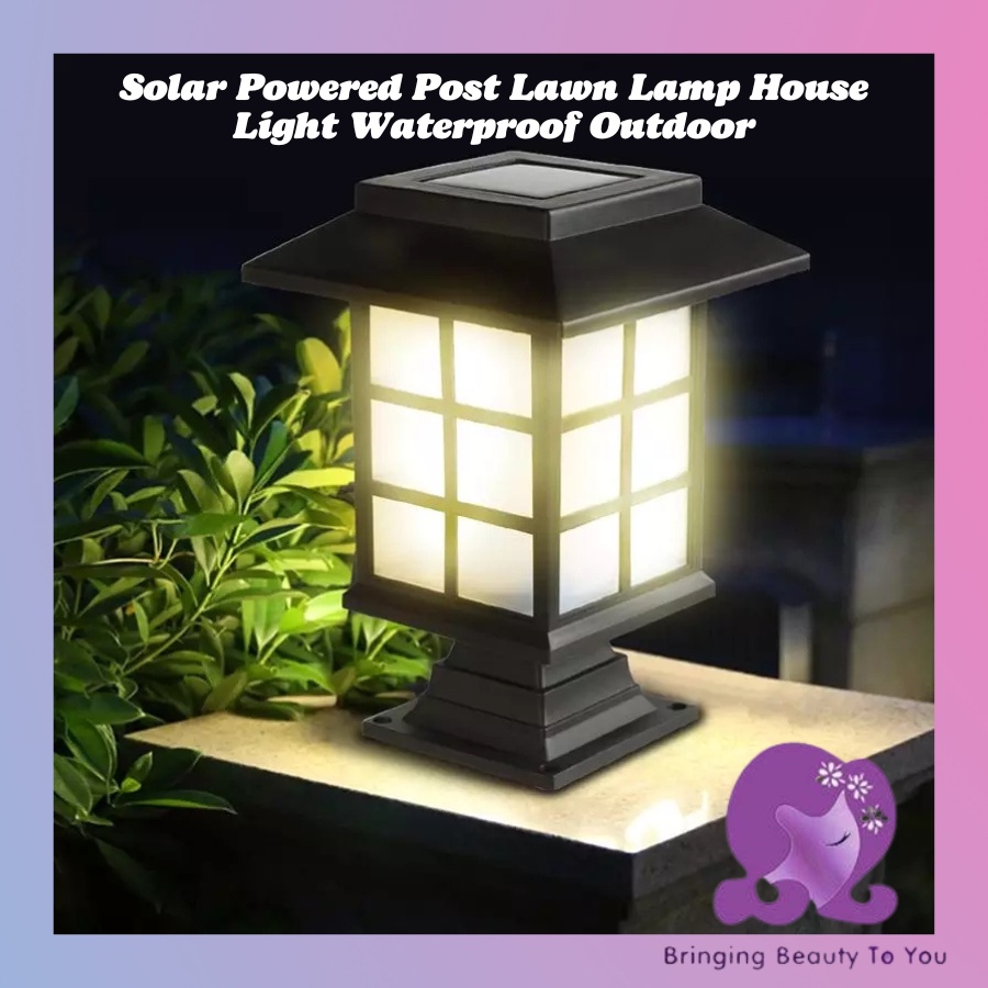 Beauty 2u Solar Powered Post Lawn Lamp House Light Waterproof Outdoor Pelita Lampu Jualan Murah Led Flash Flood