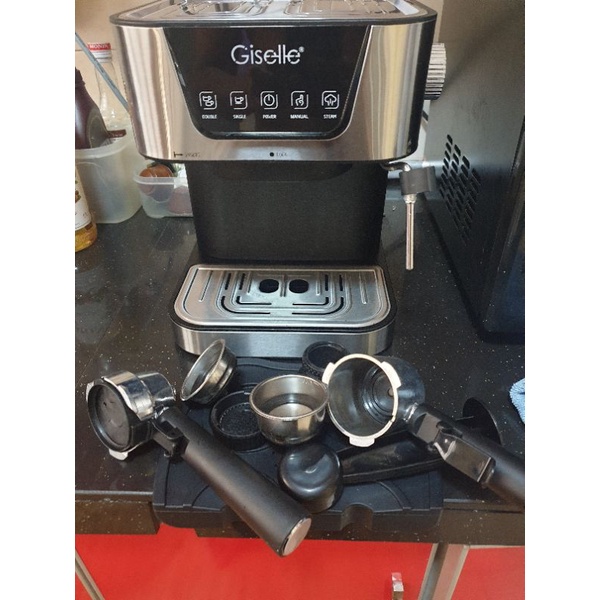 USED 19 Bar Giselle Espresso Coffee Milk Bubble Maker Machine with Milk Frothing with Water Filter Cartridge