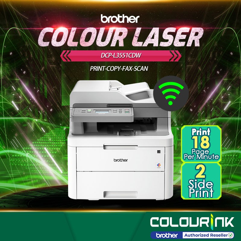 Brother DCP-L3551CDW Color Laser Print Scan Copy LED Duplex Wireless ...