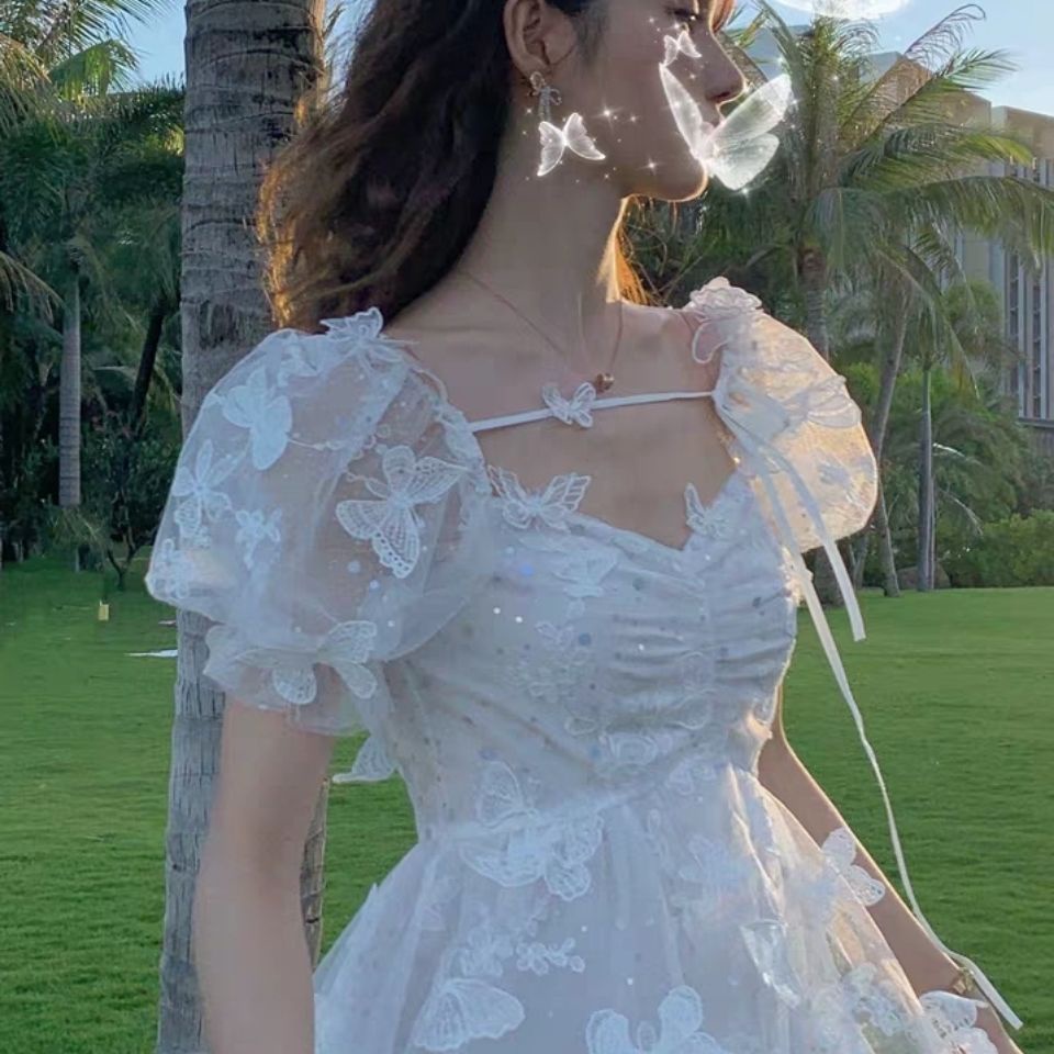 Fairy princess dress lace up Butterfly Dress gauze Sen Department can be sweet or salt bubble sleeve flash dress