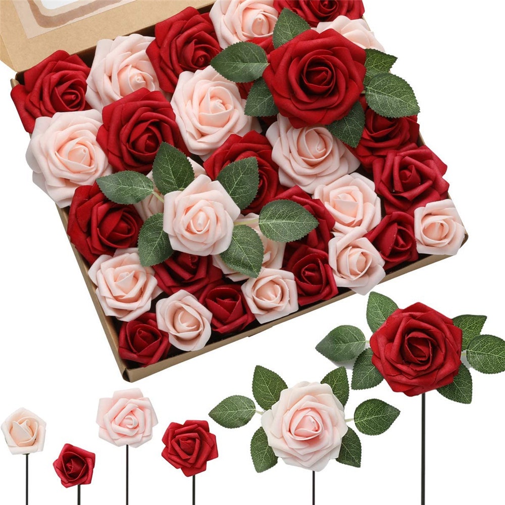 50pcs Artificial Foam Big Rose Flower Cake decoration Wedding Valentine's Day Flower Wall Background Bridal Bouquet Supplies