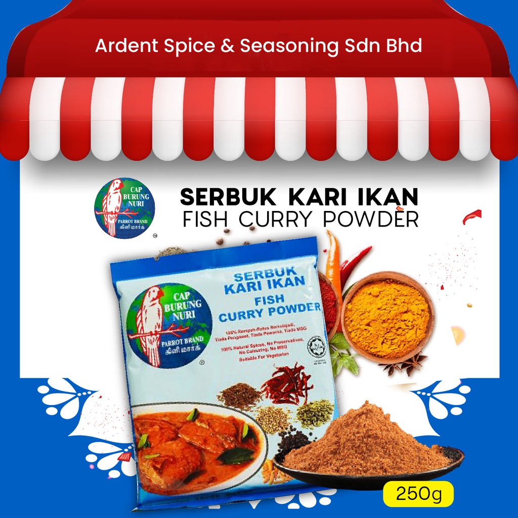 Parrot Brand Fish Curry Powder (250g) / Serbuk Kari Ikan cap Burung Nuri (250g)