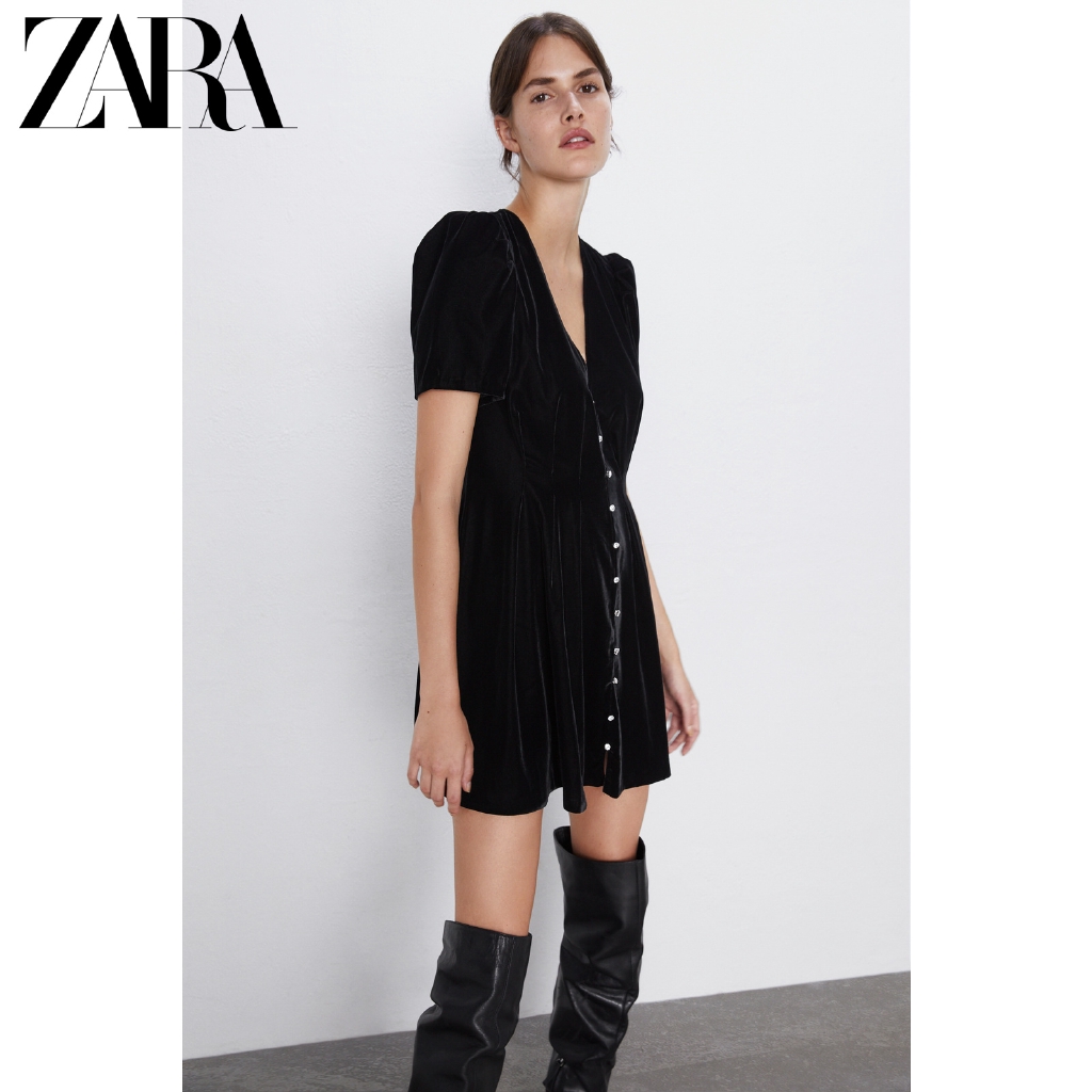 velvet mini dress zara