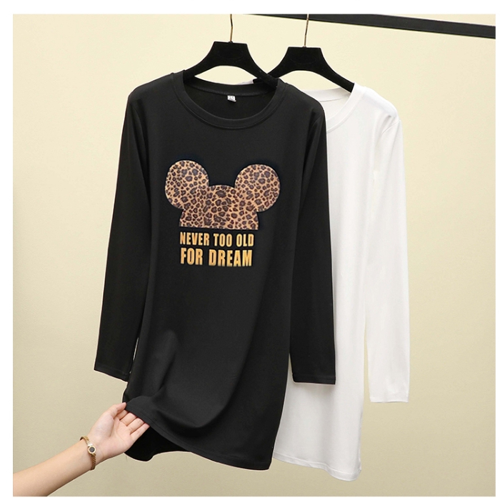 M-5XL Saiz Besar T-shirt Mickey Mouse Jenis Lengan Panjang Baju Women's