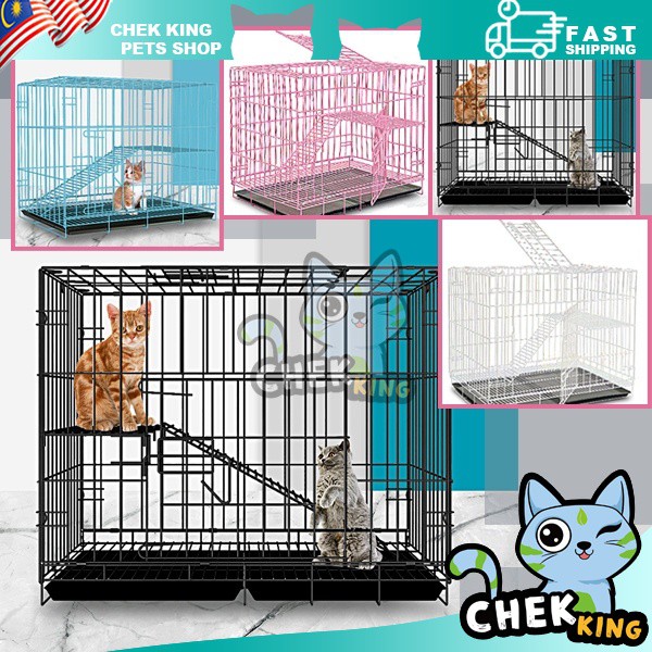 ✤✐2 LEVEL MEDIUM PET CAGE【READY STOCK】(60 X 42 X 50 CM) CAT 