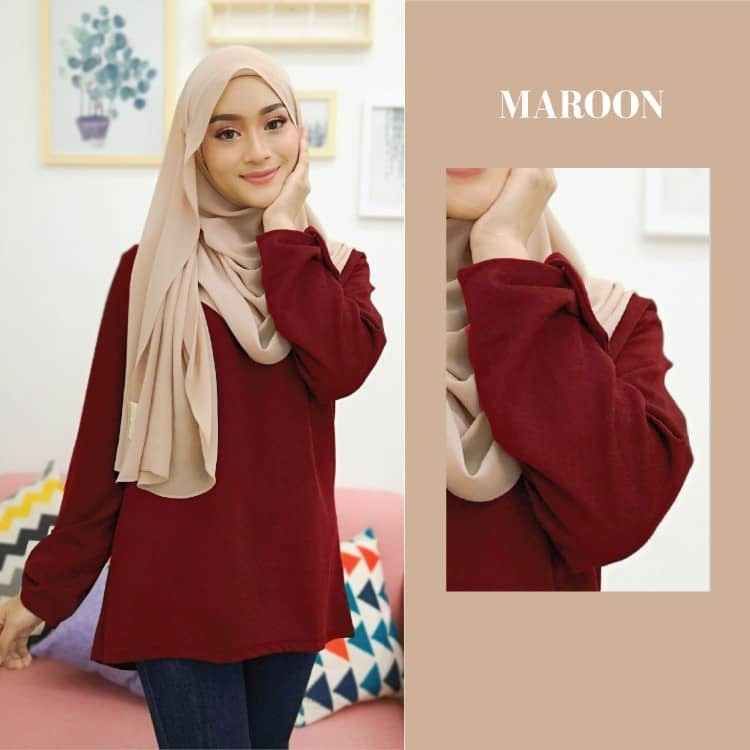 Blouse Arissa Muslimah Baju Modest Wear Cotton Laici Long Blouse Arissa Muslimah Baju Modest Wear Cotton Laici Long