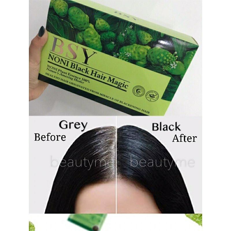 20 sachets/box] 👉Ready stock 👈BSY Noni black hair magic shampoo 染黑洗发护发产品  | Shopee Malaysia