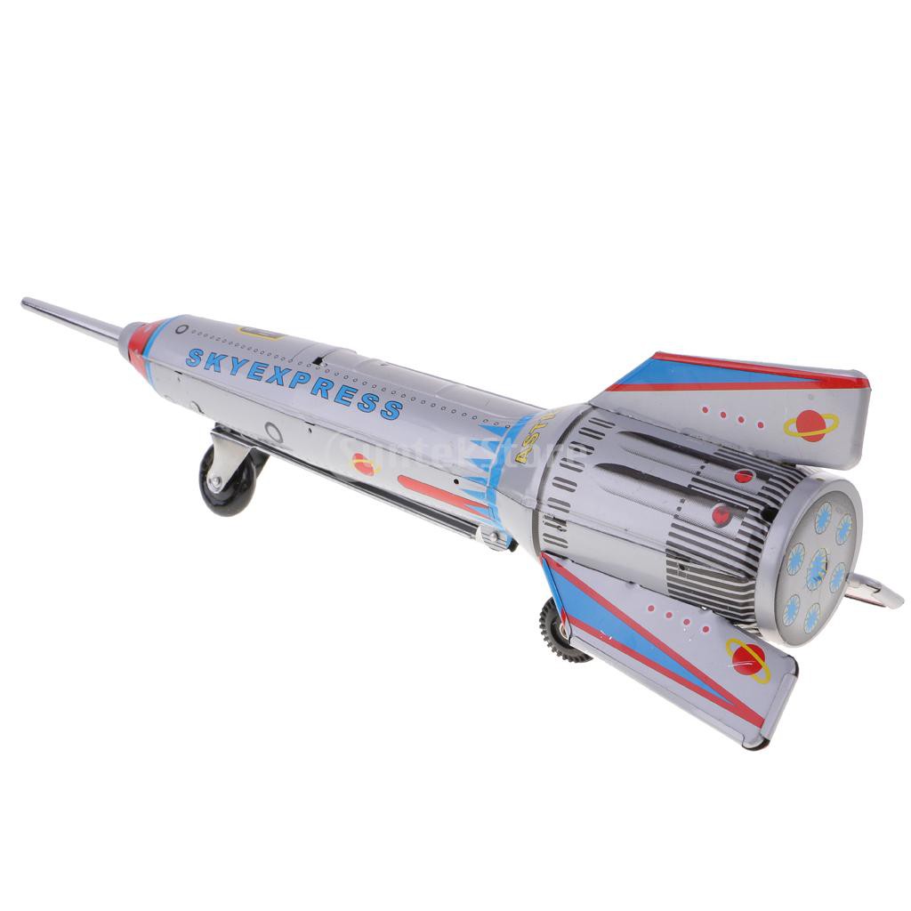 Friction Driven Tin Toy Rocket Ship Space Toy Sky Express Collectible Gift