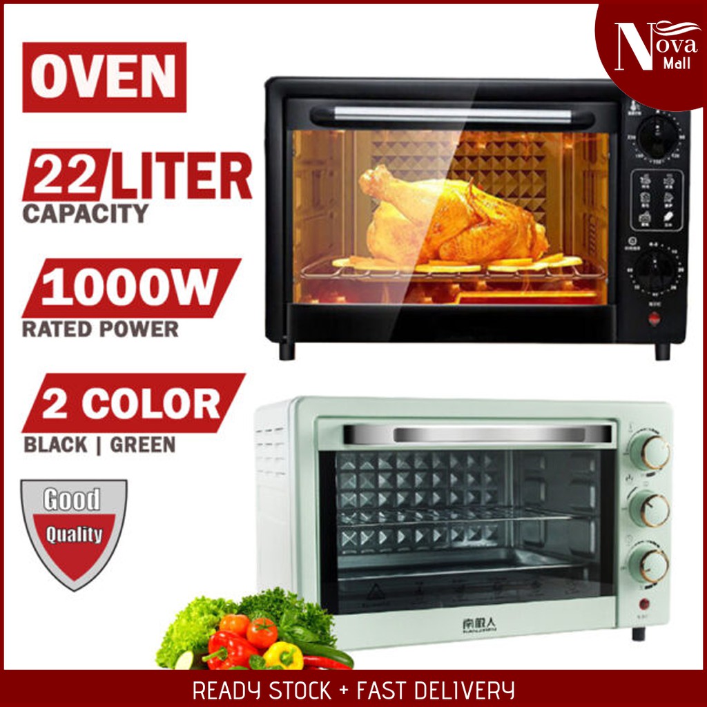 22L Mini Electric Oven Microwave Roast Chicken Bake Baking Machine Fryer Pizza Egg Tart Cookies Bakar Ketuhar Pemanggang