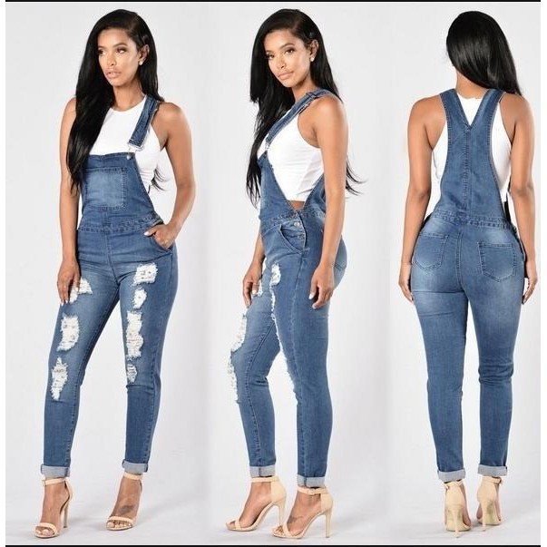 stretch denim jumpsuit