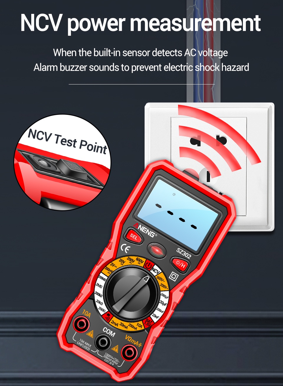 ANENG SZ302 Digital Multimeter AC/DC Votage Current Automatic Tester ...