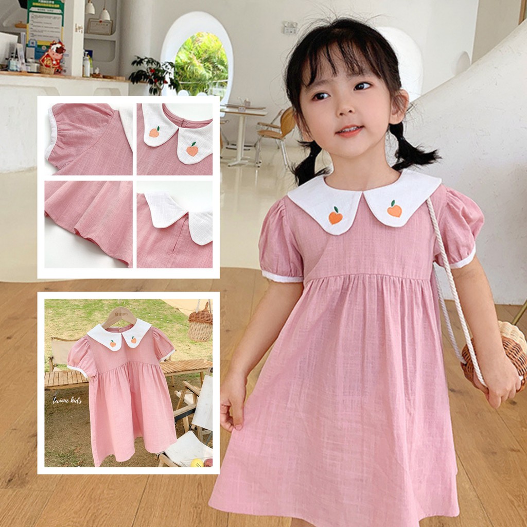 Pinky Dress Embroidered With Cute Baby Pink Baby Girl 2 6 Years Old Shopee Malaysia