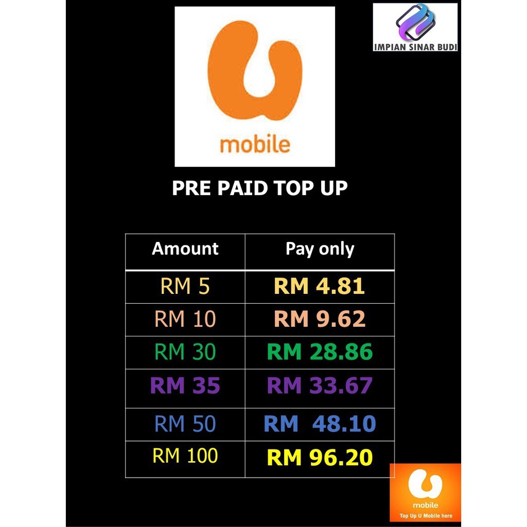Buy U Mobile Prepaid Mobile Top Up Rm50 Rm100 Seetracker Malaysia
