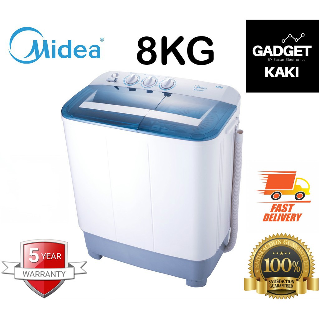 Midea 8KG Semi Auto Washing Machine MSW-8008P 5 YEARS WARRANTY | Shopee ...