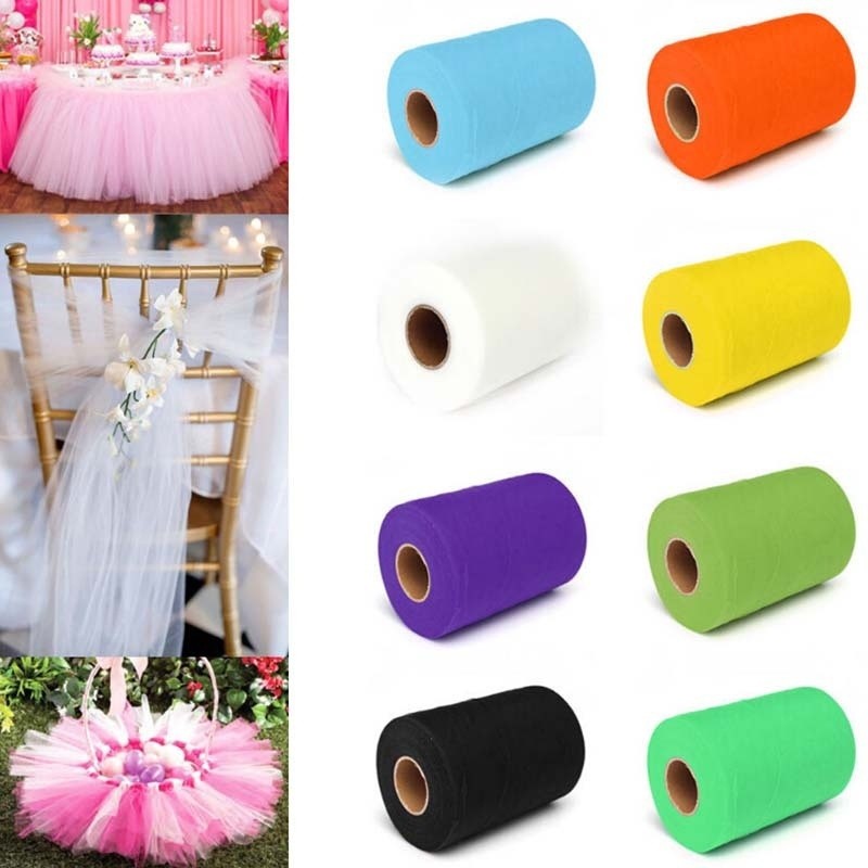 6"x 25YD Pure Color Roll Spool Tutu Tulle DIY Craft Wedding Party Gift Box Decor
