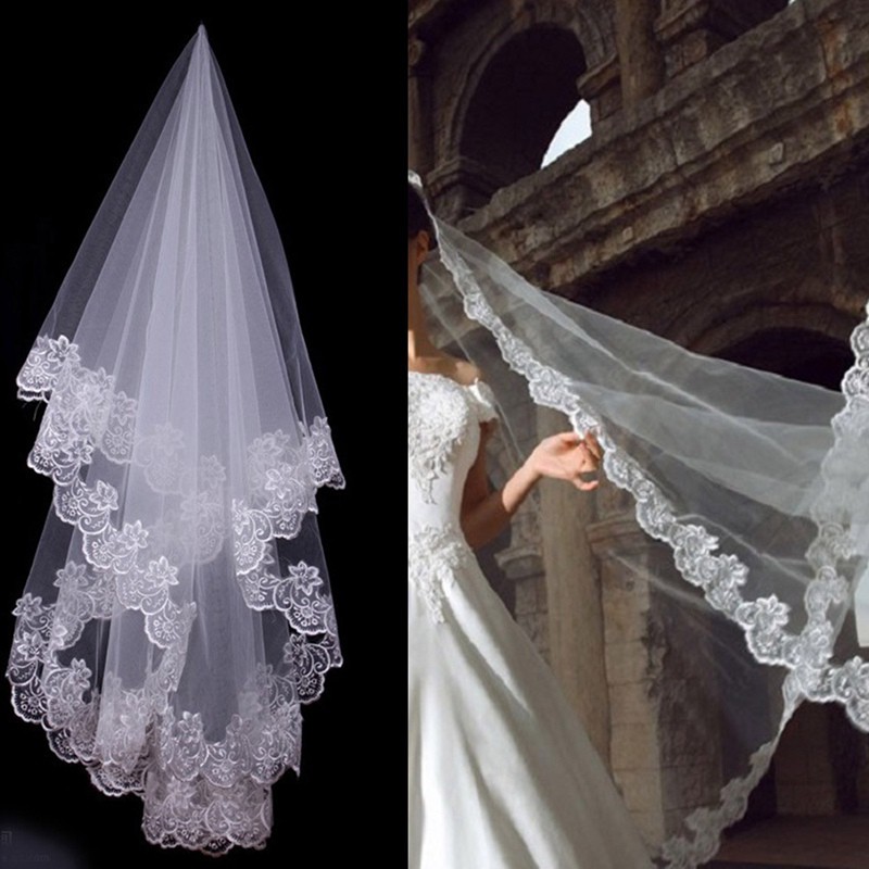 frozen dress~dress muslimah~ Wedding Accessories Short Wedding Veil White  Ivory One Layer Bridal Veil Appliques Lace Edg Shopee Malaysia