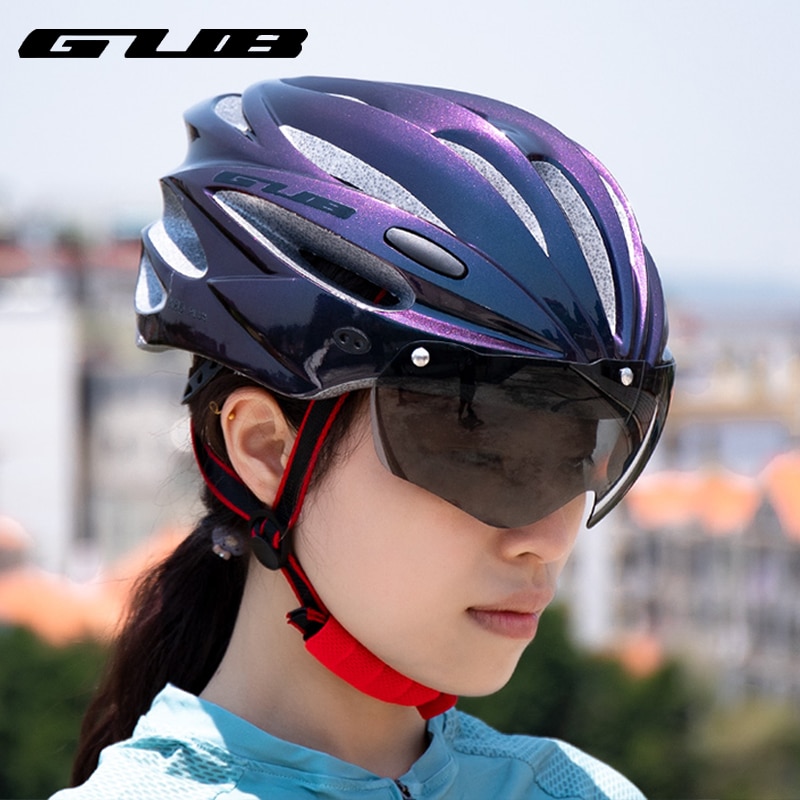 Gub cycling helmet with visor integrally molded magnetic glasses 58-62cm for men woman mtb road bicycle helmet k80