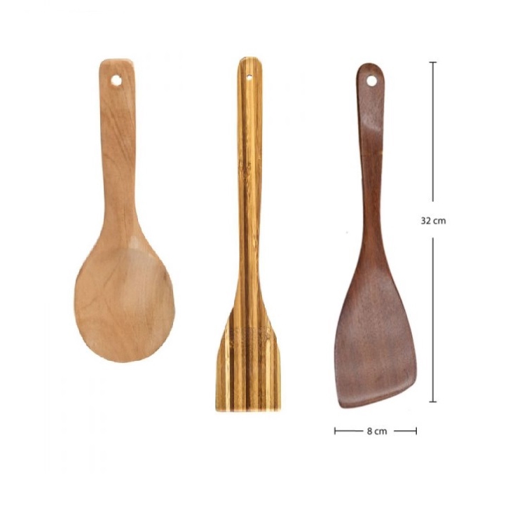 Bamboo Kitchen Ultensile, Shovel, Spatula, Scoop & Rice Ladle Set Handmade Eco-Friendly & Sustainable Material