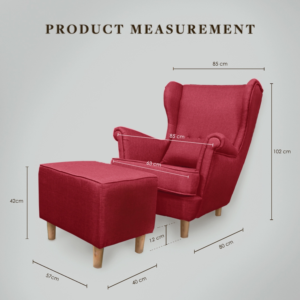 [FREE STOOL & PILLOW] Raymond Nordic Wing chair