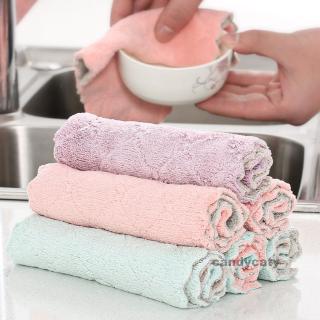 Multipurpose Thick Microfiber Double Layer Kitchen Dishwashing Dishcloth Oil-free absorben Rag Kain Lap Dapur Meja